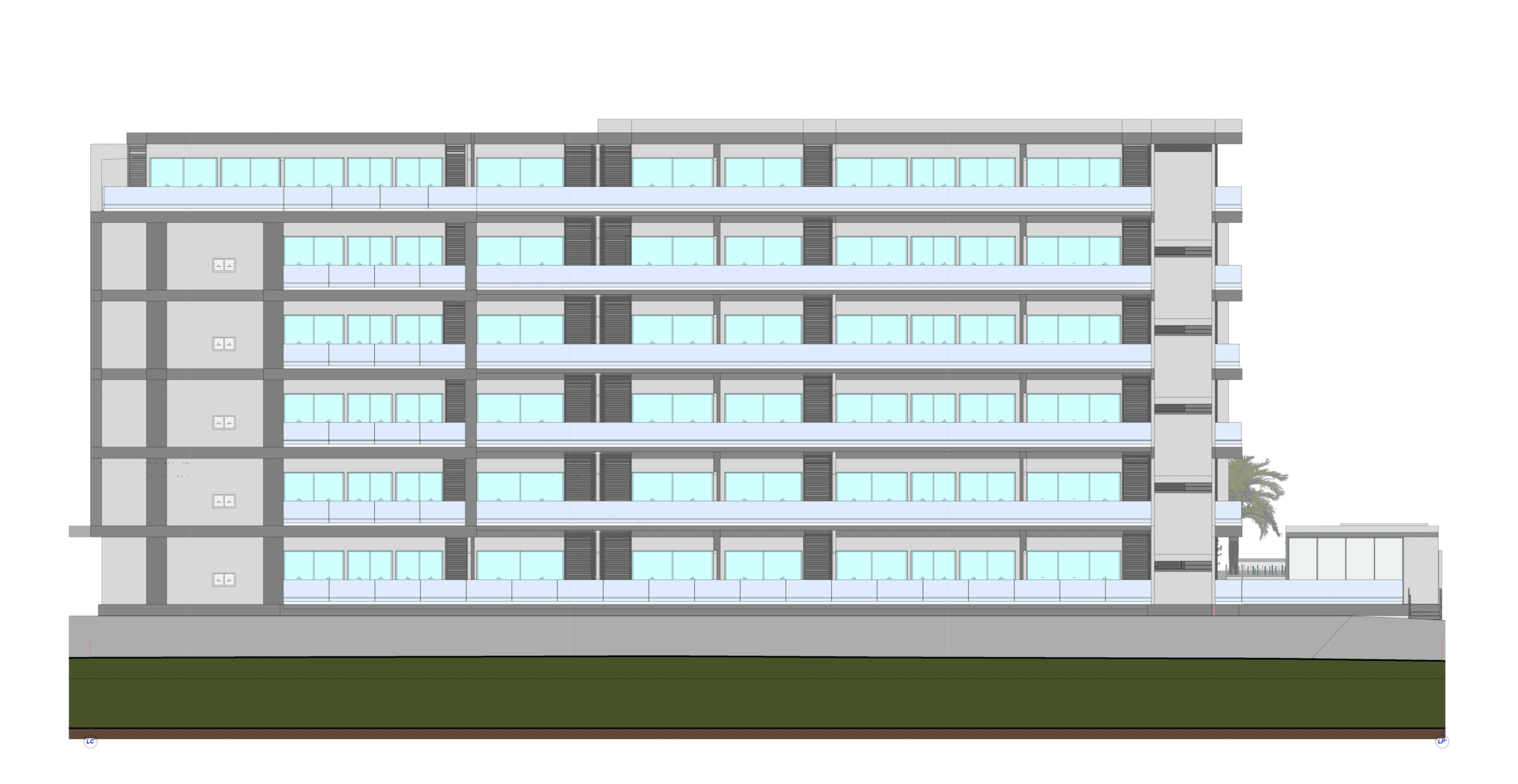 Plano detallado de apartamentos Porto Wayepo Fachada Este